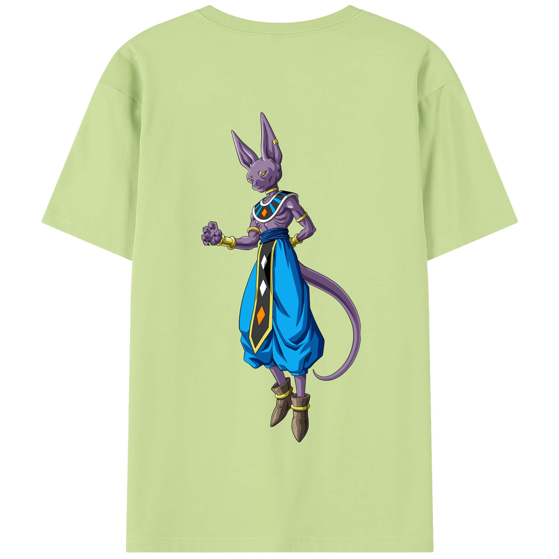 （画像用） ドラゴンボール ビルス 破壊神ビルス DRAGON BALL Beerus Birusu 綿100％半袖Tシャツ（背面プリント）